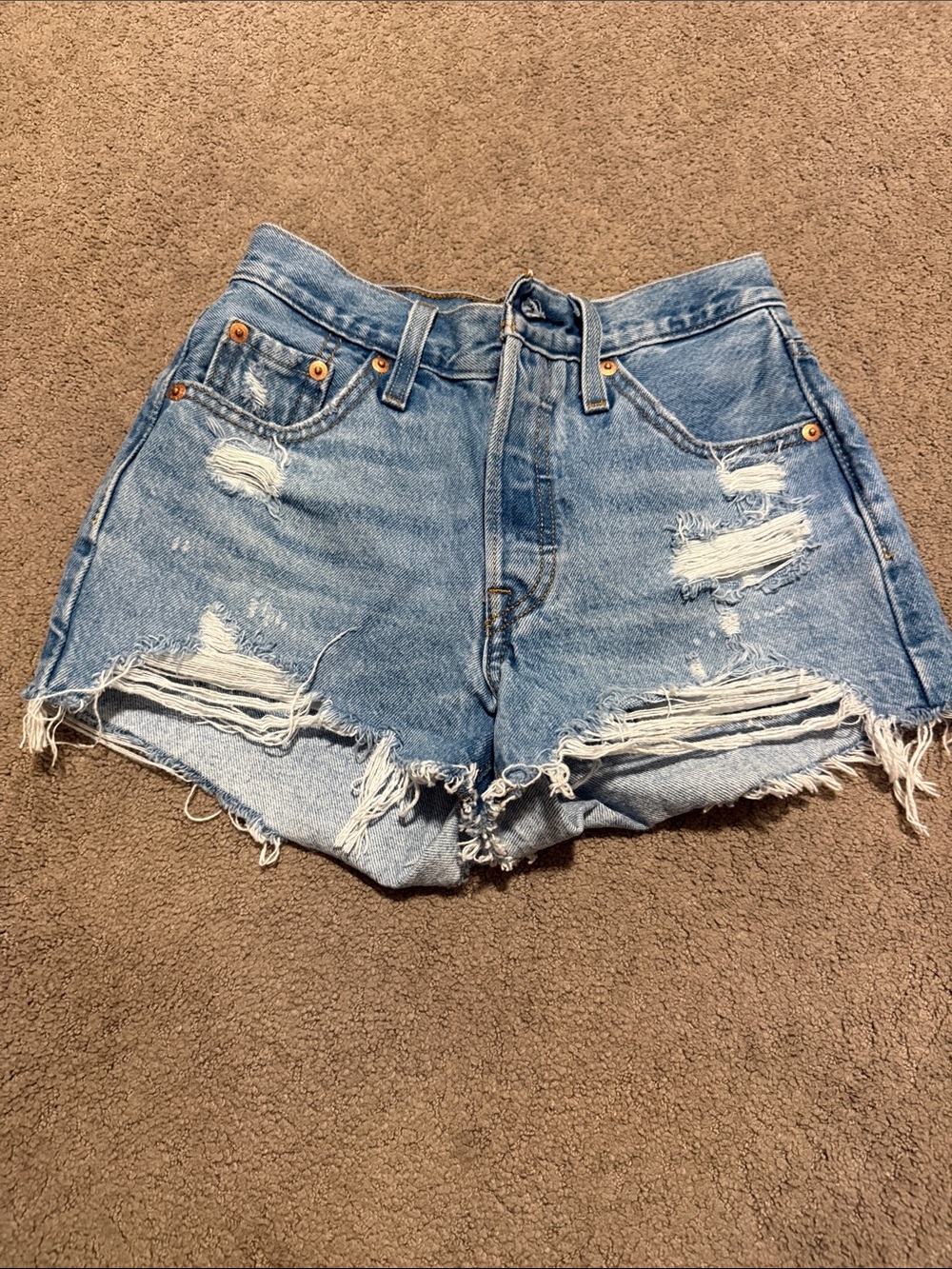 Levi's Light Blue Distressed Denim Cutoff Shorts